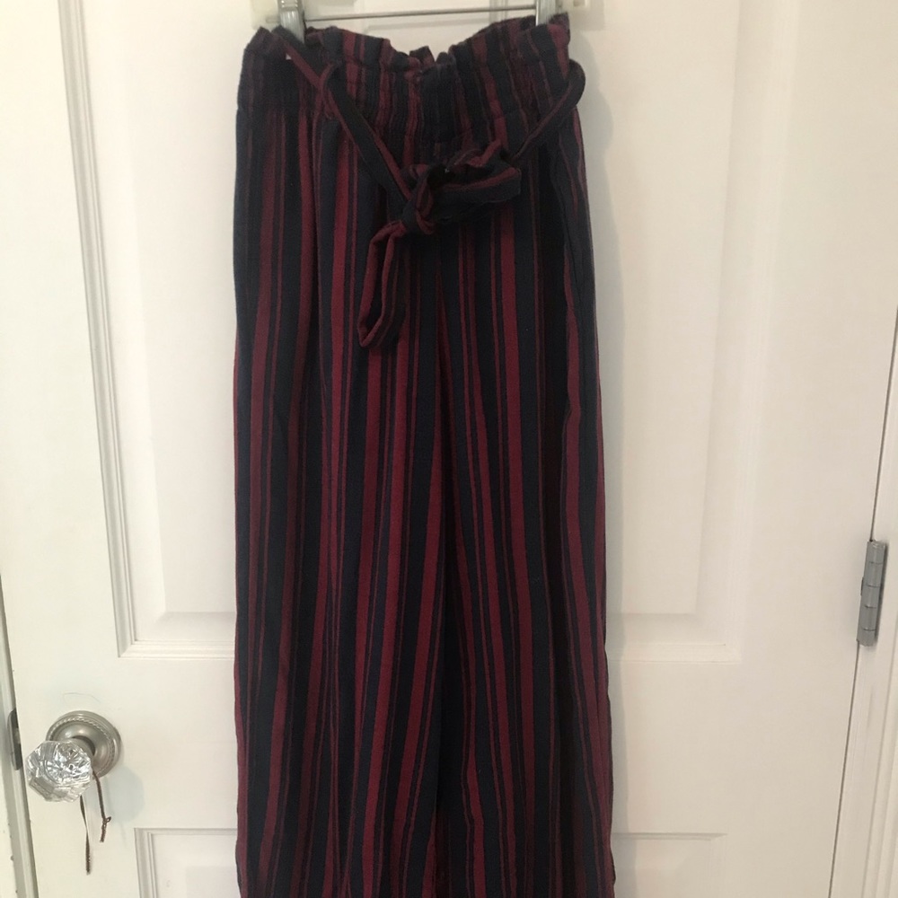 Hollister Flowy Red and Black Striped Pants